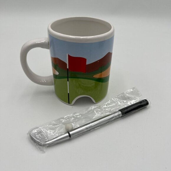 Kikkerland Putter Cup Golf Mug With Putter Pen - Desk Top Pen Pencil Holder - Picture 7 of 7